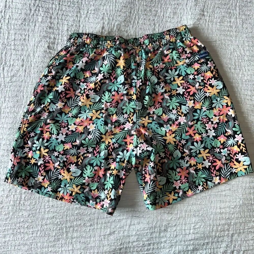 Chubbies The Bloomerangs Boys Medium Swim Trunks Midnight Flowers Tuscan Palm